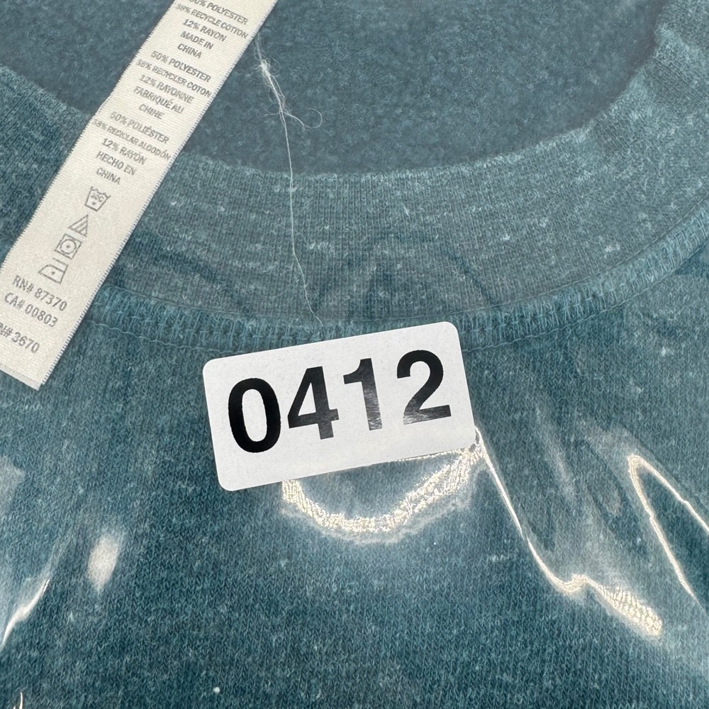 Alo Yoga Womens Teal Heathered Paneled Crewneck Sweatshirt Size S High Low Hem - Picture 9 of 9